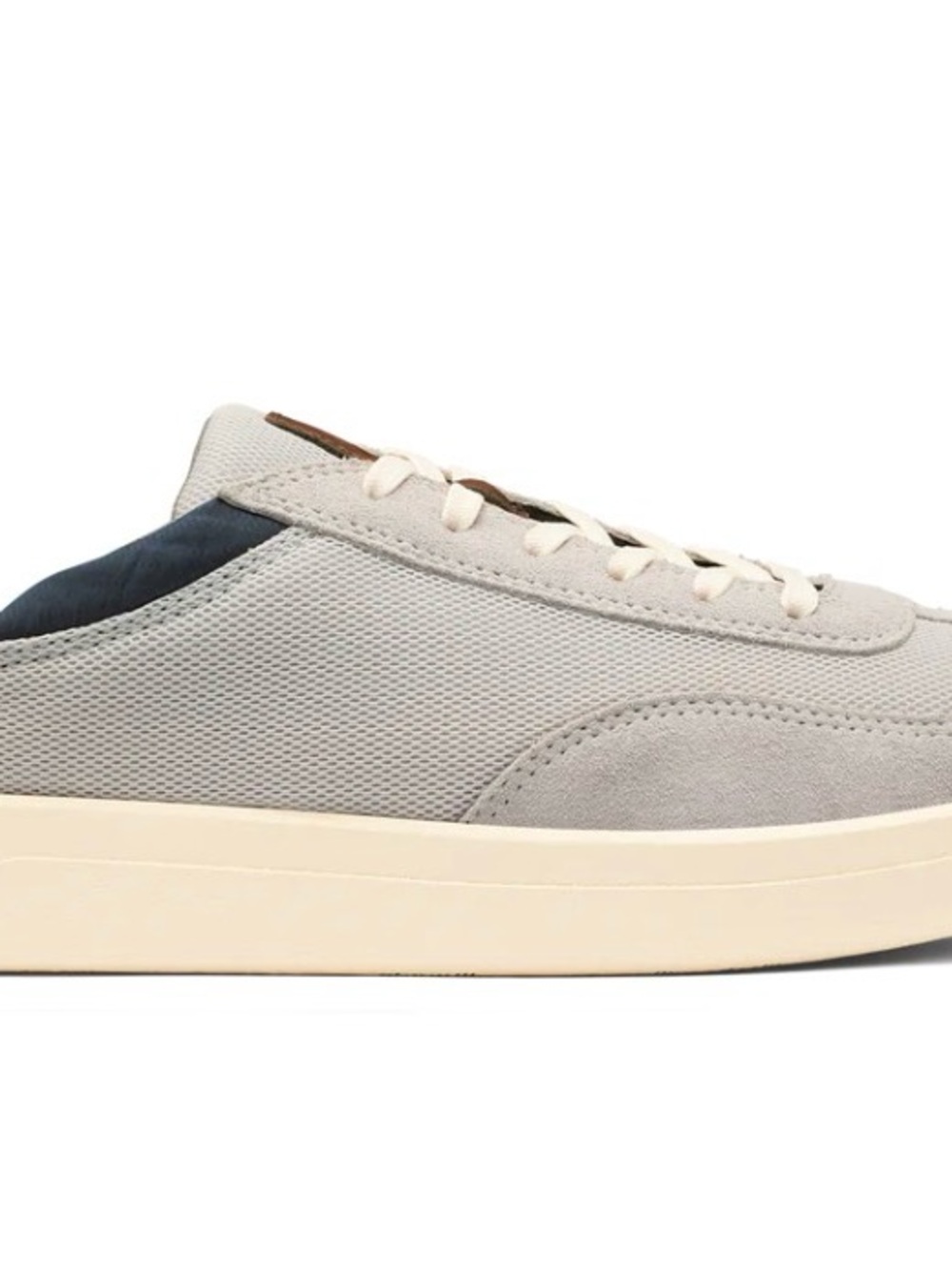 OluKai Men's Low-Top Sneakers in Light Gray with Cream Sole and Navy Heel - Picture 10 of 13